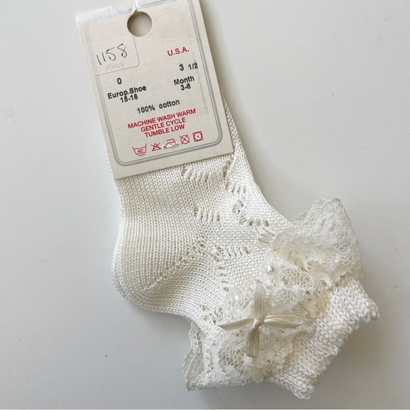 Carlino Knit Ivory Lace Ruffle Socks - Picture 3 of 3